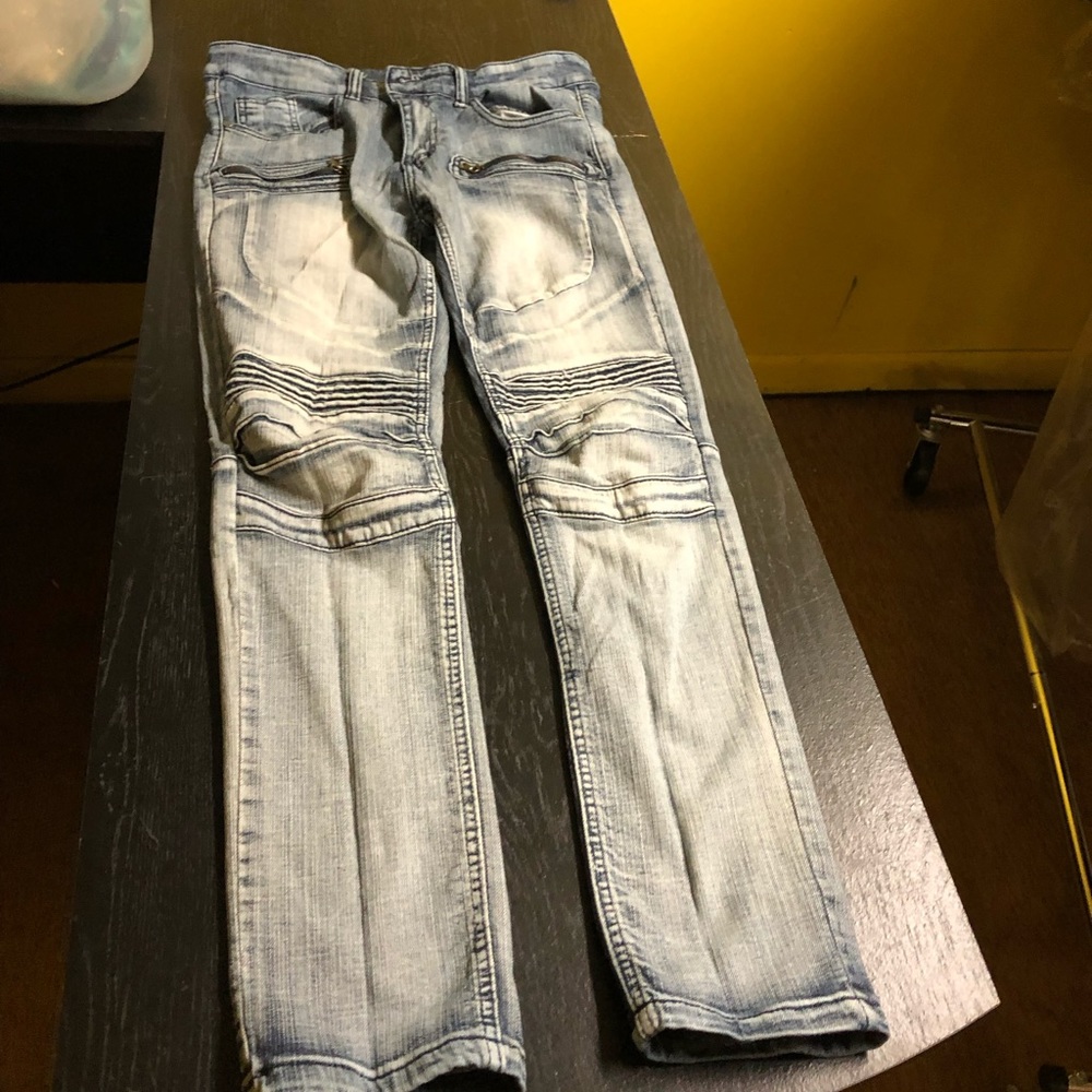 WAIMEA MEN 34 SKINNY FIT LIGHT STONEWASHED PLEATED